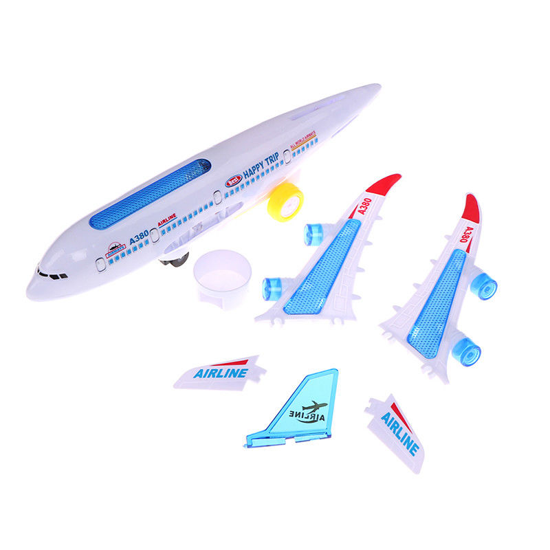 DIY Assembly Airbus เครื่องบิน ออโตปิโลต แฟลช เสียงดนตรี ไฟฟ้า ของเล่น เครื่องบินไฟฟ้า ของเล่นสําหรับเด็ก เด็ก
