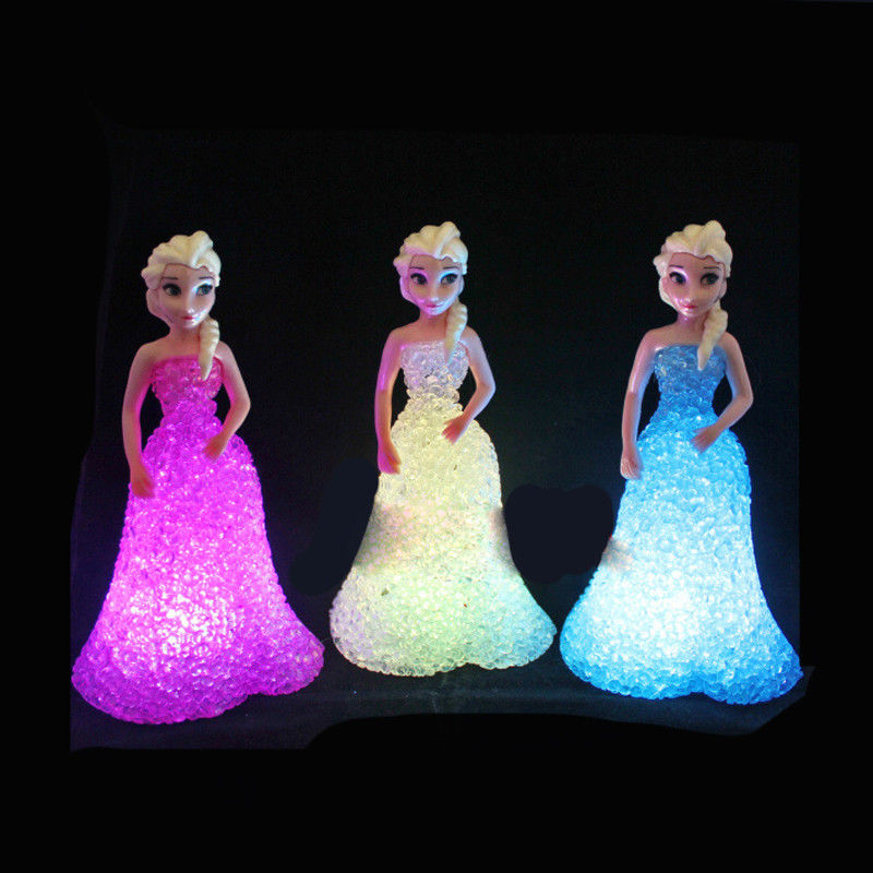 มินิ Custom Elsa Anna Sofia LED สีสันแสง Gradient คริสตัล กลางคืนหลอดไฟ Princess