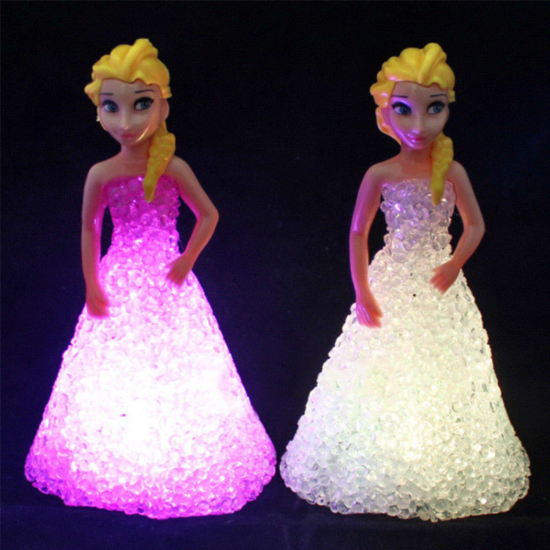 มินิ Custom Elsa Anna Sofia LED สีสันแสง Gradient คริสตัล กลางคืนหลอดไฟ Princess