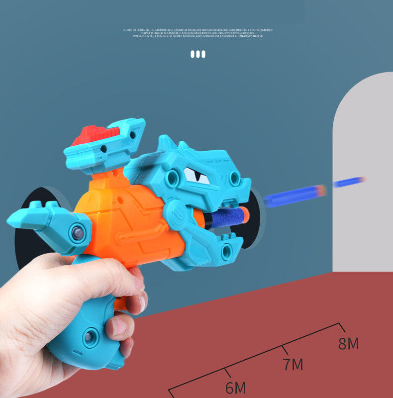 Oem ปืนของเล่นเด็ก DIY การแยกตัวของเด็ก ไดโนเสาร์ ปืนกระสุนอ่อนของเล่น EVA ปริศนากระบอกประกอบ รุ่นปืน