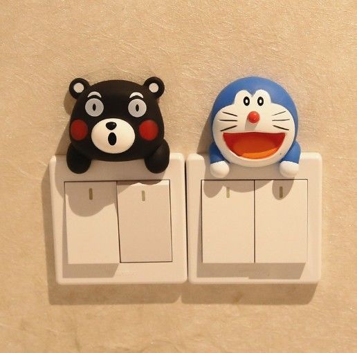 Kt Cat การ์ตูน Switch Cover ห้องตกแต่ง 3D On-Off Switch Sticker Switch Outlet Wall Sticker