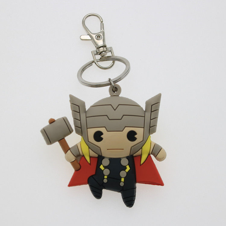 ของเล่นที่กําหนดเองทําการ์ตูน 3 มิติแอนิเมะแคปตันอเมริกา ยาง Keychain Custom PVC Keychain