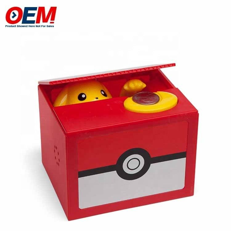โรงงาน OEM ทําการ์ตูน แบงค์เหรียญพลาสติก พีวีซี Pika ด้วยกุญแจล็อค Piggy Bank พลาสติก