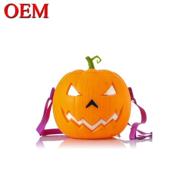 Custom 3D Voice-activated Pumpkin Shape Luminous Popcorn OEM Cute Food Container Bucket กล่องอาหารที่น่ารัก