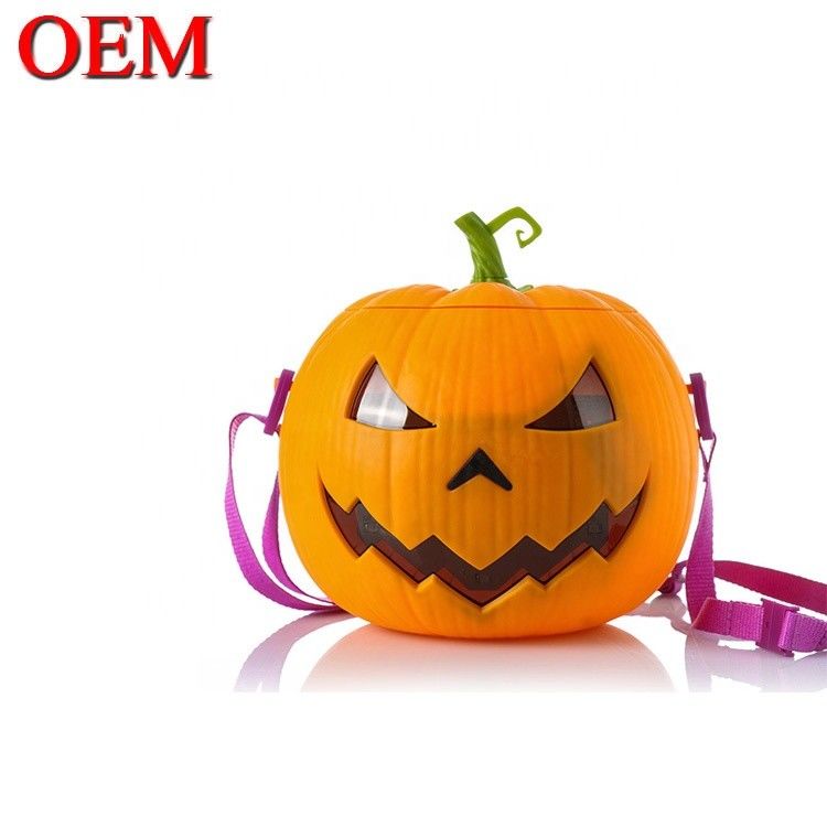 Custom 3D Voice-activated Pumpkin Shape Luminous Popcorn OEM Cute Food Container Bucket กล่องอาหารที่น่ารัก