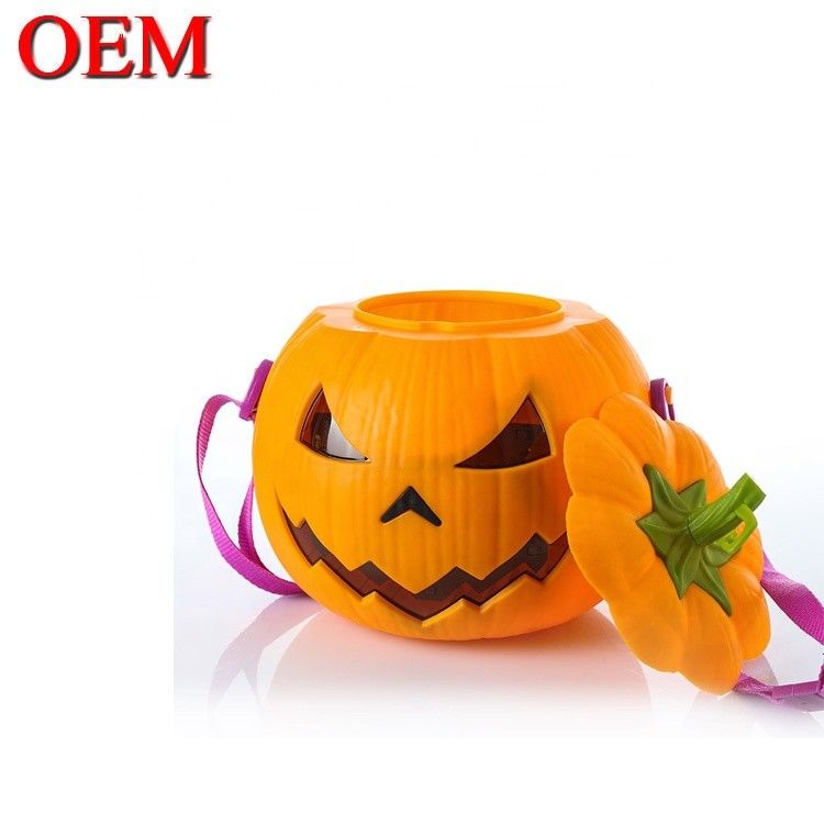 Custom 3D Voice-activated Pumpkin Shape Luminous Popcorn OEM Cute Food Container Bucket กล่องอาหารที่น่ารัก