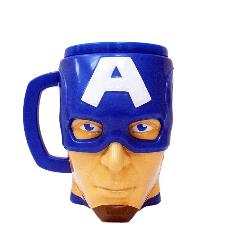 พลาสติก 3d รูปแบบ Popcorn ถัง Container รูปทรงฮีโร่ กัปตันตัวละคร Mug ซัพพลายเออร์