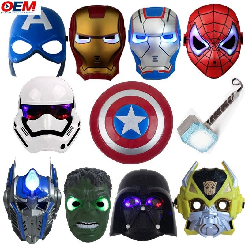 หน้ากากฮาโลวีนตามสั่ง พีวีซี ซุปเปอร์ฮีโร่ Spider Iron Hero Hulk Captain America หน้ากากหน้ากากหน้ากากหน้ากาก