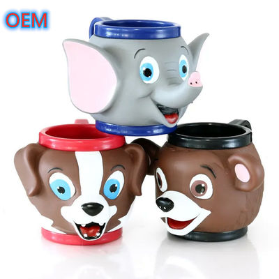Custom 3d พลาสติกการ์ตูนสัตว์ไอศกรีมถ้วย OEM Design 3d Anime ถ้วย