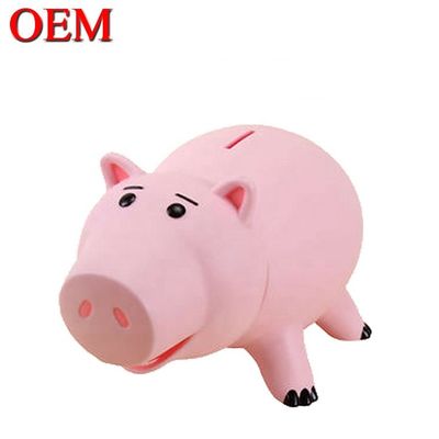 การ์ตูนตามสั่ง น่ารัก การออมเงิน สีชมพู Piggy เหรียญธนาคารกล่องเงินพลาสติก