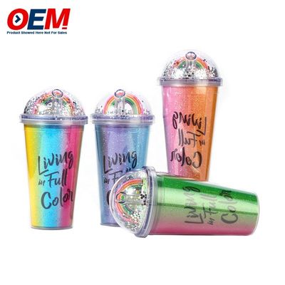 ปรับปรุง PP Double Wall Cup With Straw OEM ชามพลาสติกทําจากน้ํา ชาม